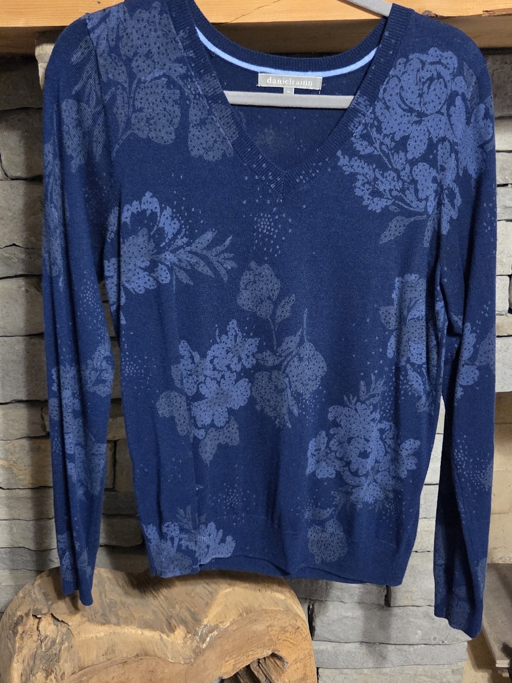 Daniel Rainn Navy Floral V-Neck Sweater